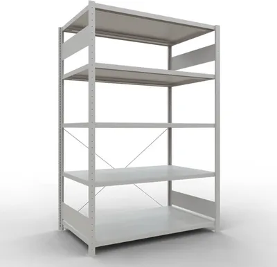 Produktbild von Schulte Fachbodenregal MULTIplus250 Stecksystem | Grundregal | HxBxT 200x130x60cm | 5 Ebenen | Fachlast 250kg | Lichtgrau