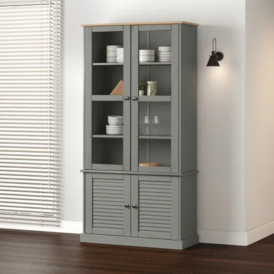 Image de Vitrine exclusive - VIGO, dimensions : 85 x 35 x 170 cm, en bois massif de pin