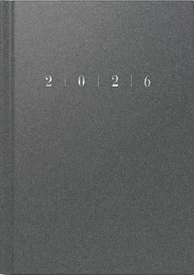 Buchkalender 2026, 168×240 mm, Kunststoff, grau