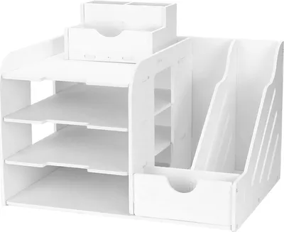 Produktbild von Büro-Organizer weiß - Platzsparender Büroschrank für A4-Papier, Stifte, Bücher und Dokumente