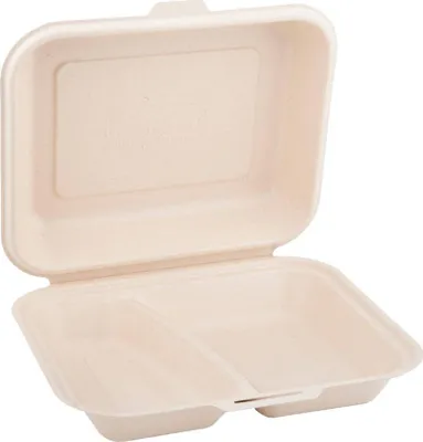 Image de Boîte à menu en canne à sucre, deux pièces, deux couches, 1500 ml, 24,1 x 21 x 4 cm, 50 pièces.