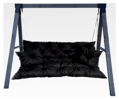 Produktbild von Wasserfeste Outdoor Palettenkissen | Auflage für Hollywoodschaukel | Bankauflage | Sitz- und Rückenkissen | Lounge Kissen Outdoor 150 x 110 cm (150x60x50 cm) Inkl. 2 Kissen Schwarz