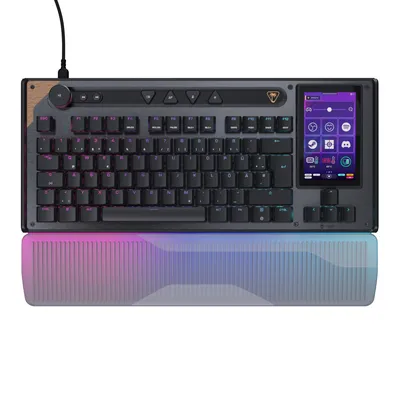Produktbild von Turtle Beach Command Series KB7 TKL Wired Gaming-Tastatur - Kommando-Display mit 4,3-Zoll-Touchscreen, Flache Titan-Hall-Effekt-Schalter, 8K-Abrufrate, RGB-Beleuchtung, DE-Layout, Kabelgebunden, USB, Magnetischer Tastenschalter, QWERTZ, RGB-LED, Schwarz, Grau