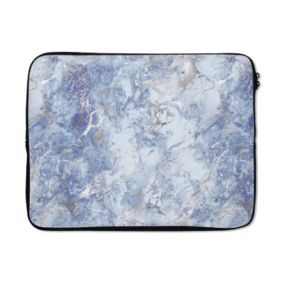 Produktbild von MuchoWow® Laptop Hülle 17 Zoll Laptoptasche Marmor - Silber - Muster - Luxus - Zipper - Schutzabdeckung