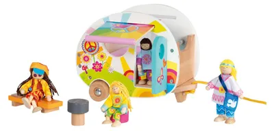 Image de Jouet « Happy Campers » : caravane en bois de Goki