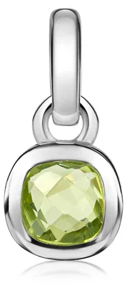 Produktbild von MATERIA by Matthias Wagner Peridot Kettenanhänger quadratisch 925 Silber grün in Schmucketui KA-248-Peridot