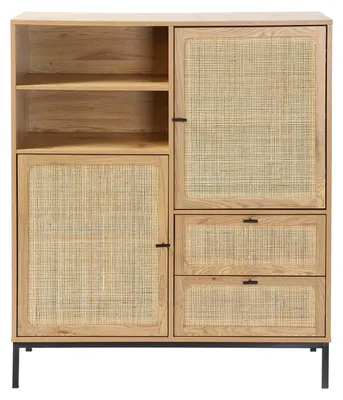 Zdjęcie produktu dla Komoda z frontami z naturalnego rattanu - szer. 100 x wys. 120 cm - JAYA