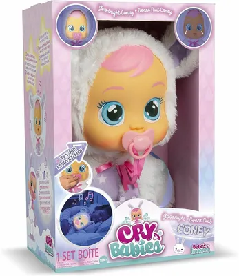 A Cry Babies Good Night Coney doll in its packaging.