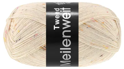 Produktbild von Lana Grossa MEILENWEIT 100 TWEED Sockenwolle Trachtenwolle mit Tweed-Noppen 420m Farbe 185 - Creme meliert