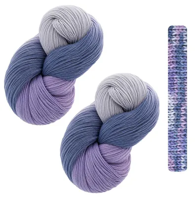 Zdjęcie produktu dla Wełna merino, gradient kolorystyczny, do szydełkowania/dziergania, 2 x 250g, 70% wełna, 30% poliester, fioletowa