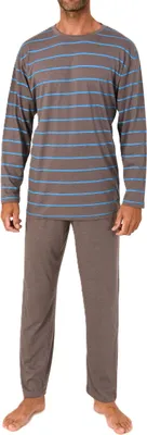 Produktbild von Normann Herren langarm Schlafanzug Pyjama in eleganter Streifenoptik ; grau , 50