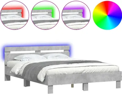 Immagine prodotto di vidaXL Struttura letto con testiera illuminazione LED grigio cemento 150x200 cm
