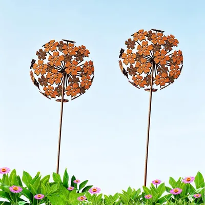 Imagen del producto de Clavos de metal para jardín, con apariencia oxidada, de 40 cm, paquete de 2 unidades, para decoración de jardines y macizos de flores