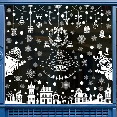 Produktbild von Fensterdeko Weihnachten, 9 Blätter Weihnachts Deko Fensterbilder Weihnachten Selbstklebend, Fenstersticker Winterdeko Fenster