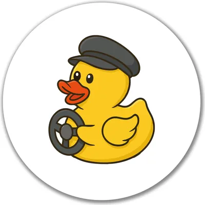 Produktbild von Huuraa Aufkleber Quietscheente Kraftfahrt Comic Gummiente 10cm rund Sticker Geschenkidee