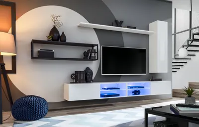 Produktbild von MOB, Obývací stěna - Shelly 27 WS SWM 4 (bílý mat + bílý lesk + černý mat)
