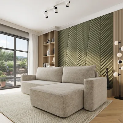 Produktbild von Masseno Ecksofa BELARO mit Schlaffunktion L-Form, Sofa mit Bettkasten, Wohnzimmersofa, Couch, Soffa, Bettsofa, Couchgarnitur- Creme, BELLA 05