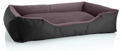 Image de Lit pour chien BedDog TEDDY, canapé pour chien lavable avec rebord et coussin, BLACK-FIELD (noir/marron), (XXL) env. 120 x 85 x 23 cm
