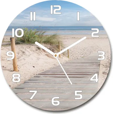 Produktbild von Wanduhr aus Glas 30fi Glasbild Glasuhr Gehärtetes Glas - weisse-zeiger - Beach