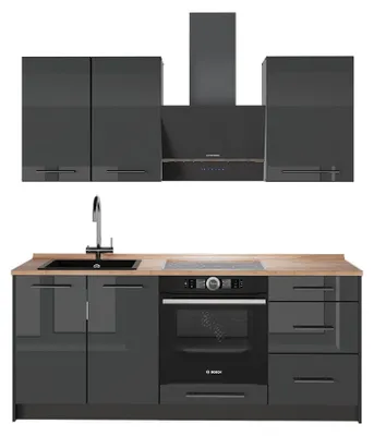 Zdjęcie produktu dla Kuchnia pojedyncza Vicco Fame-Line Antracyt połysk/Antracyt 190 cm, BP Dąb, Model 64844