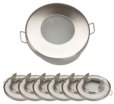 Produktbild von 6x Einbaurahmen Satin-Nickel 651-SN Ø60 mm für Leuchtmittel GU10 | MR16 IP44