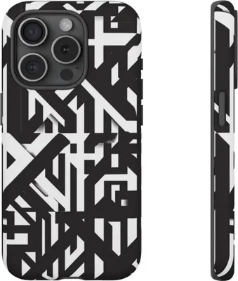 Produktbild von Schwarz-weißes geometrisches Muster – Hülle Kompatibel mit iPhone 15 Pro