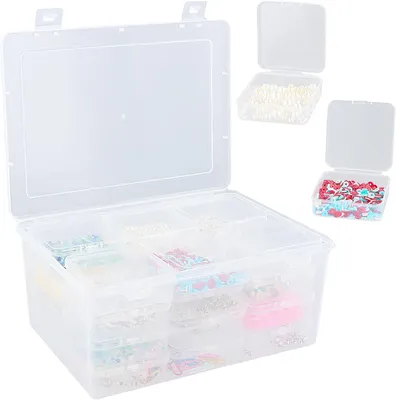 Produktbild von Aufbewahrungsboxen 24 Stück, 7x7x2.5 cm, Kunststoff transparent, für Bastelbedarf