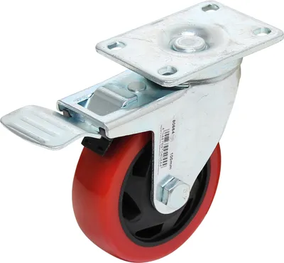 Immagine prodotto di Ruota girevole BGS TECHNIC, rosso/nero, Ø 100 mm, con freno