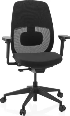 Produktbild von hjh OFFICE Profi Bürostuhl Skandis Ergonomischer Schreibtischstuhl mit Armlehnen (höhenverstellbar) Stoff / Netzstoff Schwarz Drehstuhl für Büro, Zuhause