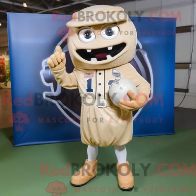 Produktbild von Beiger REDBROKOLY American Football Helm Maskottchen Kostüm Charakter bekleidet mit einem Oberhemd und Ringen