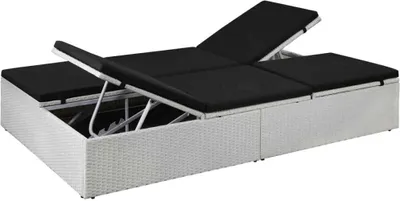 Immagine prodotto di vidaXL Lettino con cuscino in rattan nero