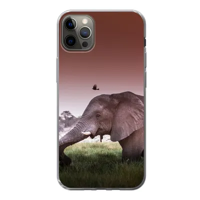 Produktbild von MuchoWow® Handyhülle Schutzhülle Hülle für iPhone 13 Pro Max Elefant - Gras - Sonne - Tiere Silikon Softcase Handy Hülle - Mobiltelefon