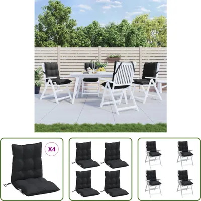 Produktbild von The Living Store Niedriglehner-Auflagen 4 Stk. Schwarz Oxford-Gewebe