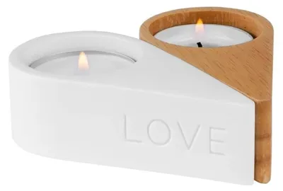 Image de Lampe en porcelaine non émaillée et en bois