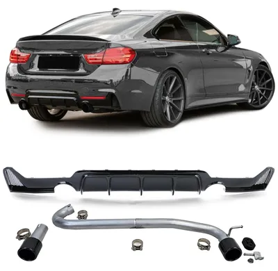 Image de Pare-chocs arrière, diffuseur noir brillant, avec embouts d'échappement 440, pour BMW Série 4 (F32, F33, F36)