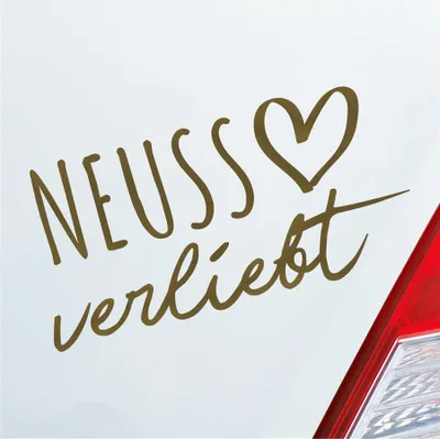 Produktbild von Auto Aufkleber Neuss verliebt Herz Stadt Heimat Liebe Car 19x10 cm Gold Sticker Heckscheibenaufkleber