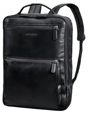 Produktbild von Jayce XL Leder Laptoprucksack 17 Zoll für Herren und Damen - Business Rucksack in Schwarz