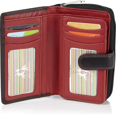 Immagine prodotto di Portafoglio da donna in pelle Colorado Combination Purse multicolore (CD-22) RFID, nero/rosso, grande