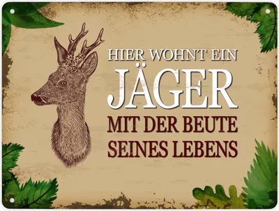 Produktbild von Metallschild XL mit Spruch: Hier wohnt ein Jäger - mit ... Schild Blechschild
