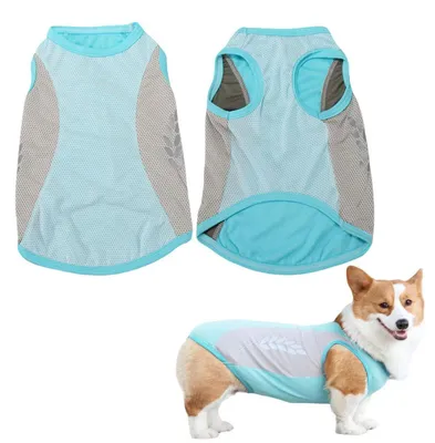 Immagine prodotto di Gilet refrigerante per cani, tessuto a rete traspirante, colore blu, taglia S