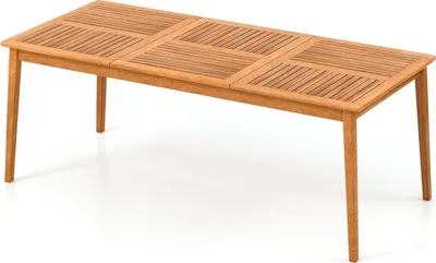 Obrázek produktu pro KOMFOTTEU zahradní stůl s 5 cm otvorem na slunečník, jídelní stůl z akátového dřeva, dřevěný stůl pro 4/6/8 osob, stůl na terasu, zahradu, dvůr, verandu