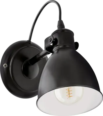 Produktbild von EGLO Wandlampe Priddy, 1 flammige Vintage Wandleuchte im Industrial Design, Retro Wandspot aus Stahl, Farbe: Schwarz, weiß, Fassung: E27