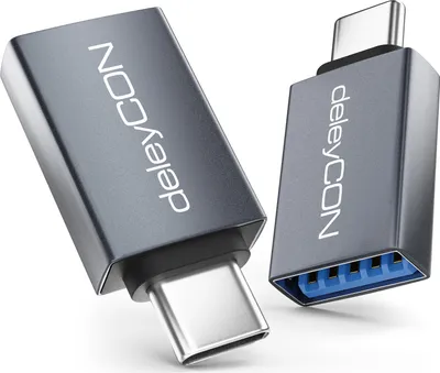 Produktbild von deleyCON USB C auf USB Adapter 10 Gbps OTG (2 Stück) Typ-C Stecker auf USB-A Buchse für iPhone 17/16/15 Air Pro Max, Galaxy S25/S24/S23, A56, A16, Tablet, MacBook, iMac, iPad, Notebook usw