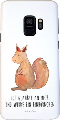 Produktbild von Mr. & Mrs. Panda Samsung Galaxy S9 Handyhülle Einhorn Glauben - Weiß - Geschenk, Cover, Unicorn, Eichhorn, Eichhörnchen, Einhörnchen, Einhörner, Smartphone Hülle