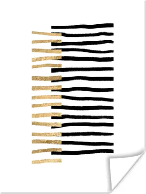 Produktbild von MuchoWow® Poster Linie - Gold - Gestaltung 90x120 cm - Wohnzimmer
