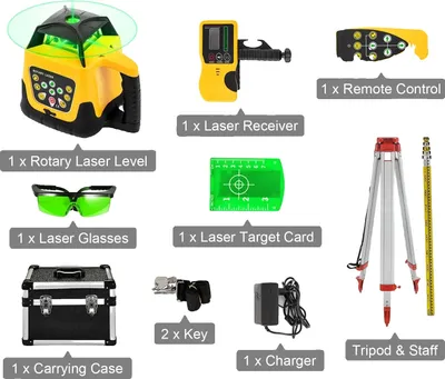Image de Laser rotatif VEVOR 360, plage de mesure 500 m, fonction d'autocalage, jeu de faisceaux verts 1