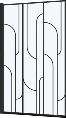 Image de Pare baignoire rabattable 80x140cm Sérigraphie Art Déco Arrondie Noire mate