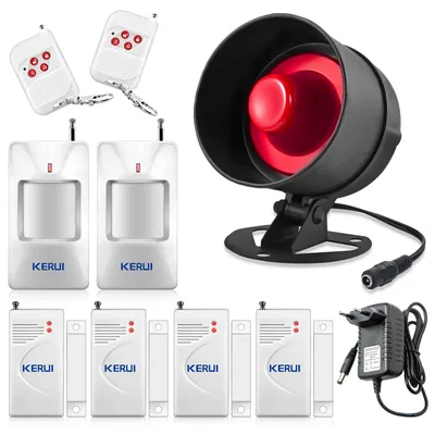 Obrázek produktu pro Bezdrátový domácí alarm se sirénou - 115 dB - Červený - Ochrana proti vloupání pro vnitřní i venkovní použití
