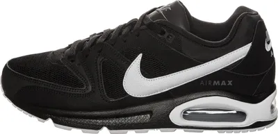 A side view of a black Nike Air Max Command sneaker with a white Nike swoosh logo.