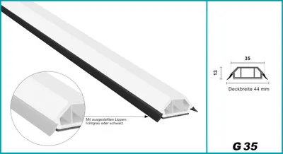 Produktbild von Glassprossen PVC weiß 1-2m - Weichlippen grau & schwarz, selbstklebend - HJ